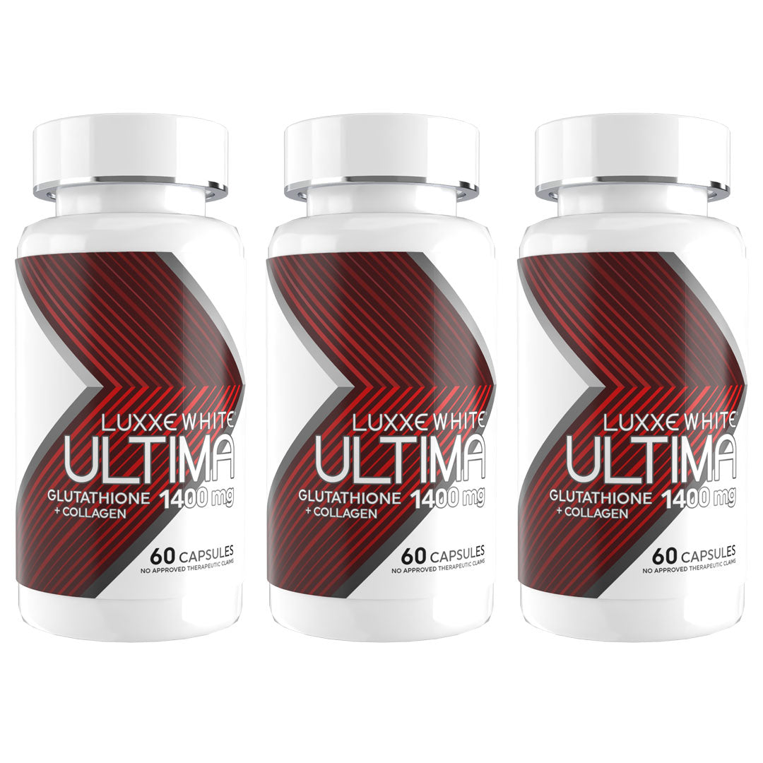 Luxxe White Ultima Glutathione + Collagen with Oral Sunblock and Oral Moisturizer 1400 mg 60 Capsules Supplement