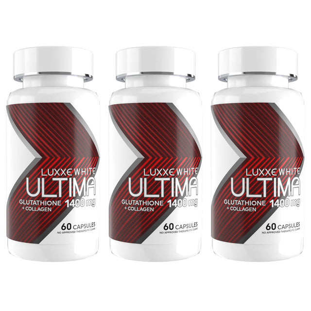 Luxxe White Ultima Glutathione + Collagen with Oral Sunblock and Oral Moisturizer 1400 mg 60 Capsules Supplement