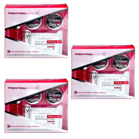 Luxxe White Brilliant Exfoliating Facial Set Infused with Glutathione, Collagen, and Placenta