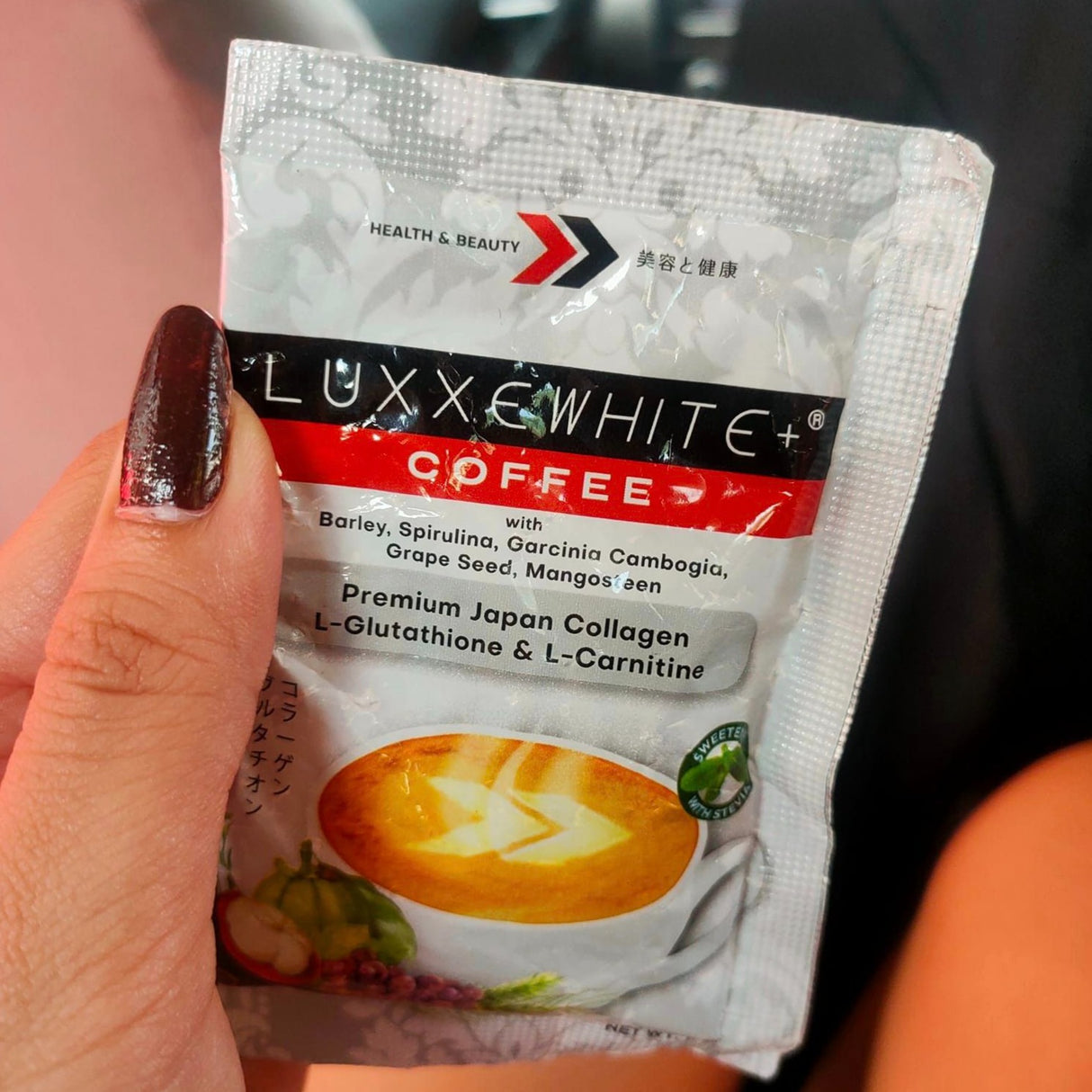 Luxxe White Coffee Premium Japan Collagen L-Glutathione & L-Carnitine with Barley, Spirulina, Garcinia Cambogia, Grape Seed, Mangosteen Sweetened with Stevia