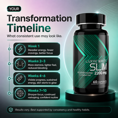 Luxxe White Slim: 5-in-1 Metabolic Transformation - Glutathione + L-Carnitine + Garcinia + Cordyceps + Lion's Mane 2200mg