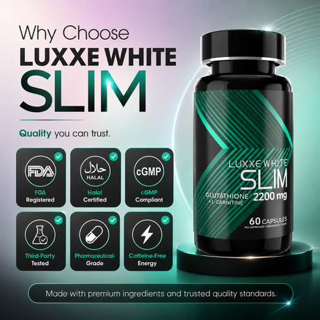 Luxxe White Slim: 5-in-1 Metabolic Transformation - Glutathione + L-Carnitine + Garcinia + Cordyceps + Lion's Mane 2200mg