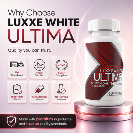 Luxxe White Ultima: The World's First All-in-One Skin System - Glutathione + Collagen + Oral Sunblock 1400mg