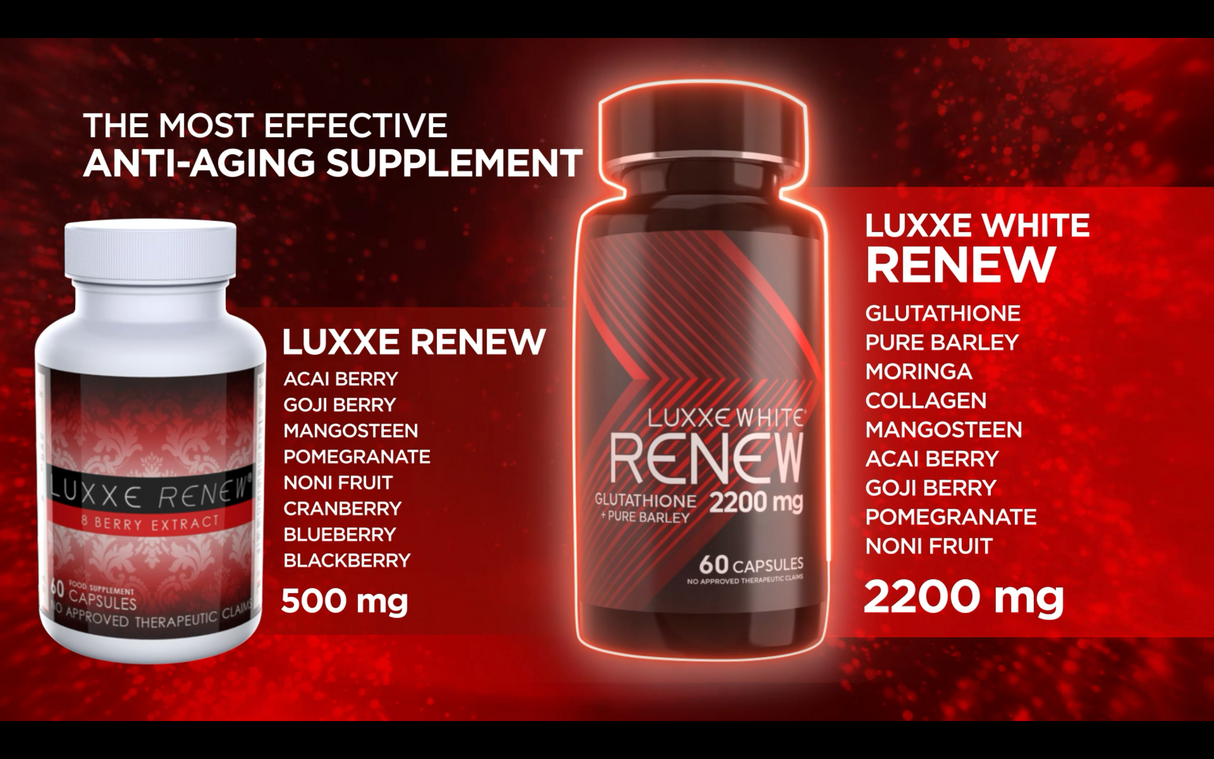 Old Luxxe Renew vs Luxxe White Renew Glutathione + Pure Barley